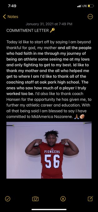 Class of 2021 of MidAmerica Nazarene University Alijah Manning former player for the Missouri Wolverines Youth Football Club in Kansas City Missouri