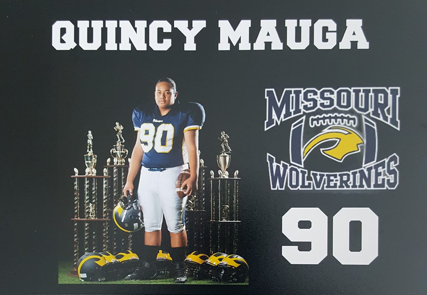 Class of 2024 of Park Hill High School Quincy Mauga former player for the Missouri Wolverines Youth Football Club in Kansas City Missouri