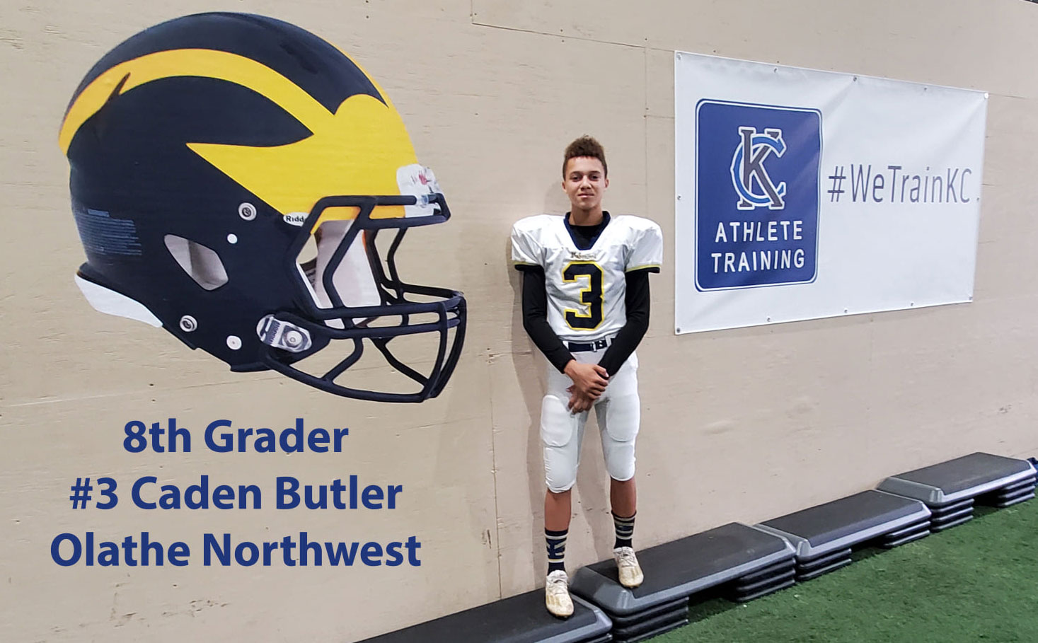 Class of 2025 of Olathe Northwest High School Caden Butler former player for the Missouri Wolverines Youth Football Club in Kansas City Missouri