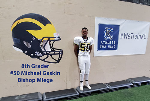 Class of 2025 of Bishop Miege Michael Gaskin former player for the Missouri Wolverines Youth Football Club in Kansas City Missouri