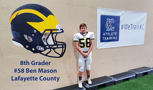 Class of 2025 of Lafayette County C-1 High School Ben Mason former player for the Missouri Wolverines Youth Football Club in Kansas City Missouri