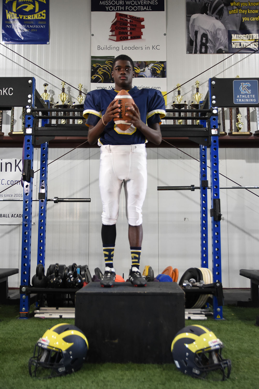 Class of 2027 of Ewing Marion Kauffman High School Laron McGee former player for the Missouri Wolverines Youth Football Club in Kansas City Missouri