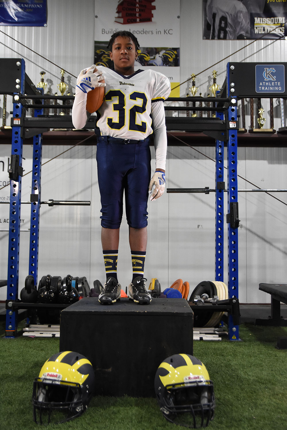 Class of 2028 of Platte County High School Elijah White former player for the Missouri Wolverines Youth Football Club in Kansas City Missouri