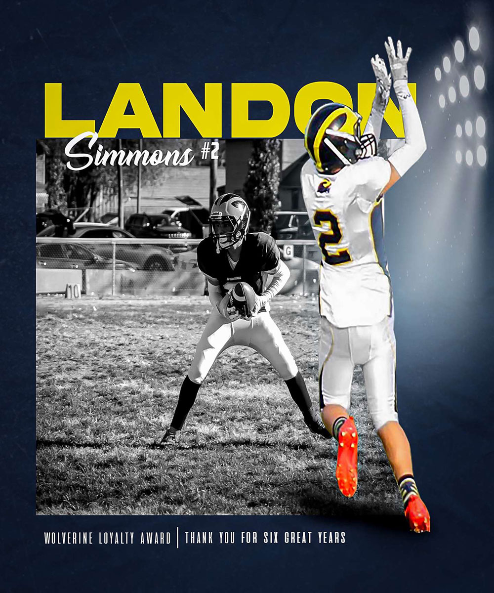 Class of 2028 of Liberty High School Landon Simmons former player for the Missouri Wolverines Youth Football Club in Kansas City Missouri