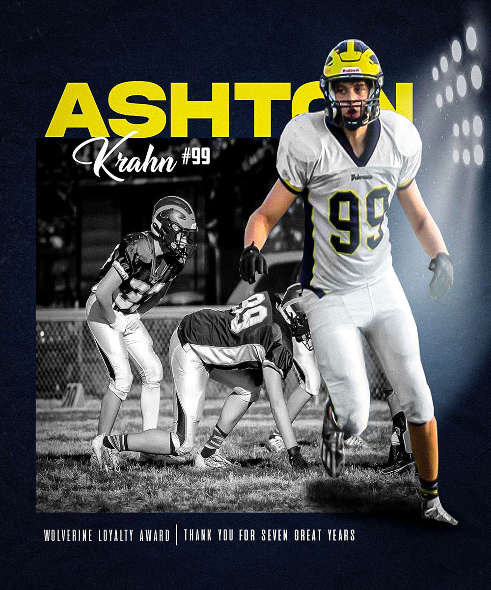 Class of 2028 of Smithville High School Ashton Krahn former player for the Missouri Wolverines Youth Football Club in Kansas City Missouri