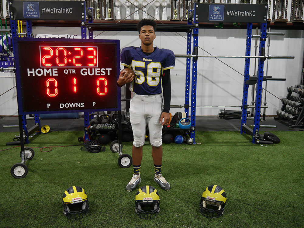 Class of 2028 of William Chrisman High School Austyn Makubi former player for the Missouri Wolverines Youth Football Club in Kansas City Missouri