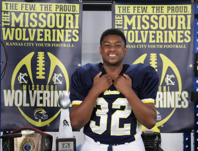 Class of 2029 of Liberty High School Jacari Greene former player for the Missouri Wolverines Youth Football Club in Kansas City Missouri