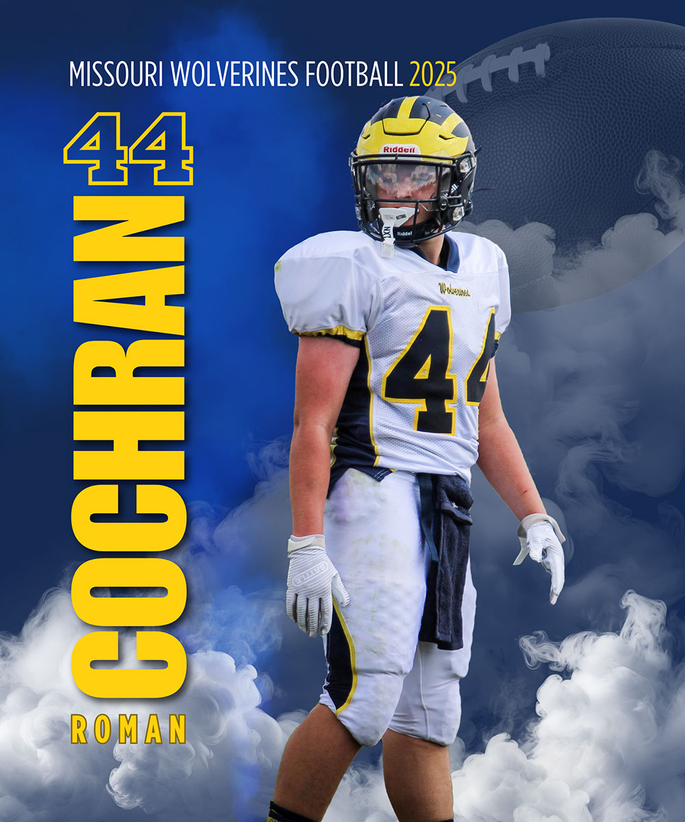 Class of 2030 of Sweet Springs High School Roman Cochran former player for the Missouri Wolverines Youth Football Club in Kansas City Missouri