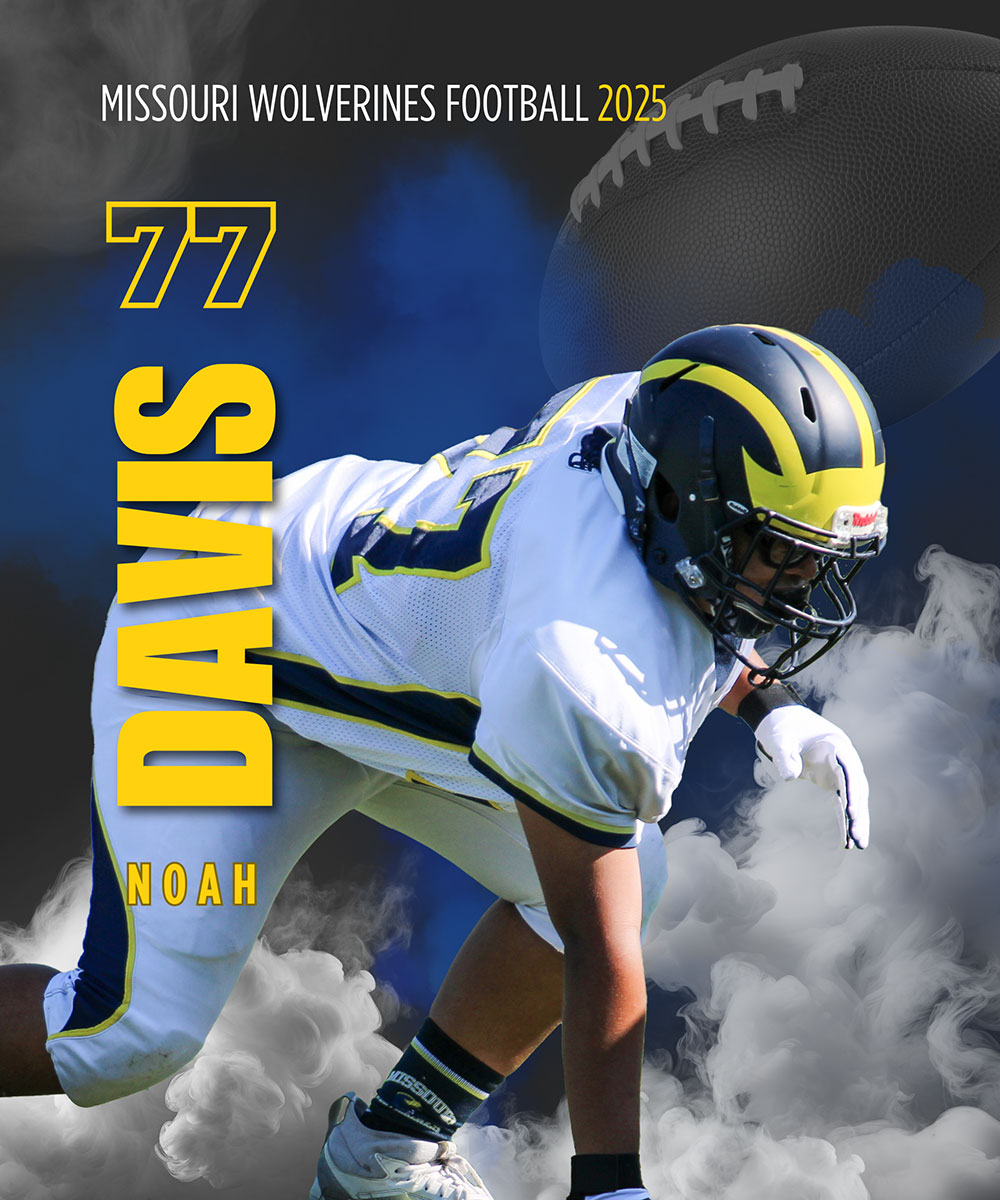 Class of 2030 of Park Hill High School Noah Davis former player for the Missouri Wolverines Youth Football Club in Kansas City Missouri