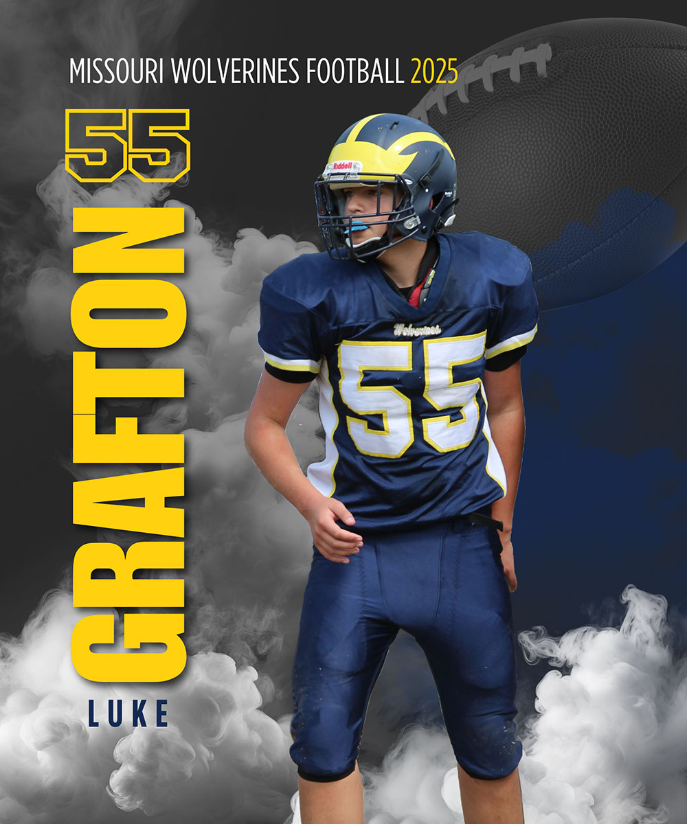 Class of 2030 of Park Hill High School Luke Grafton former player for the Missouri Wolverines Youth Football Club in Kansas City Missouri