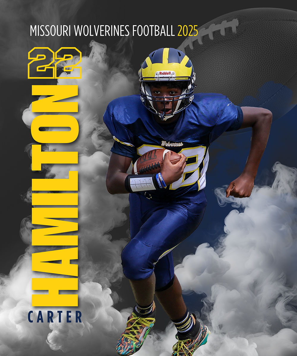 Class of 2030 of Park Hill High School Carter Hamilton former player for the Missouri Wolverines Youth Football Club in Kansas City Missouri