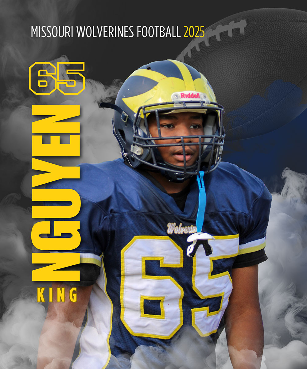 Class of 2030 of Liberty High School King Nguyen former player for the Missouri Wolverines Youth Football Club in Kansas City Missouri