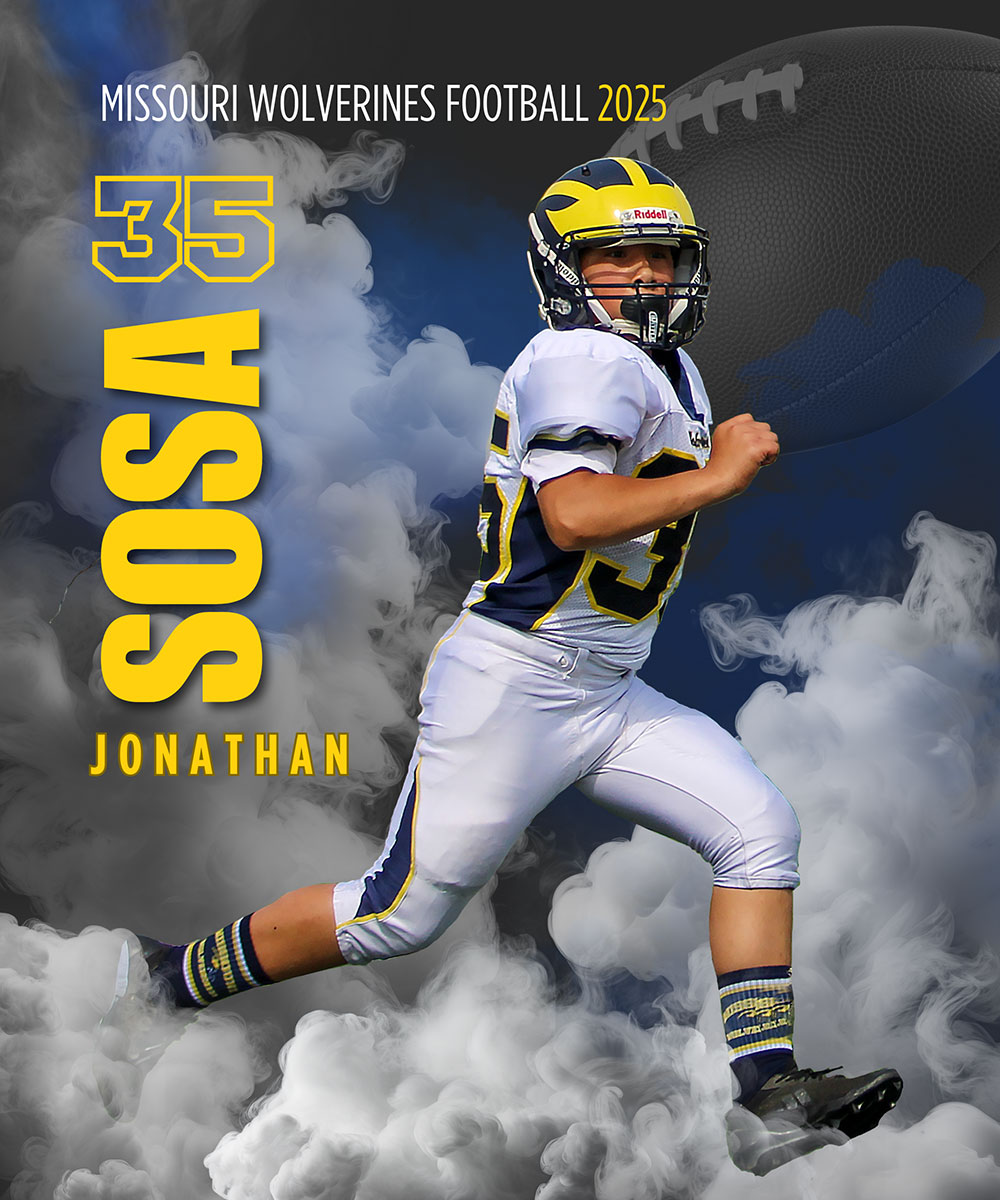 Class of 2030 of Grain Valley High School Jonathan Sosa former player for the Missouri Wolverines Youth Football Club in Kansas City Missouri