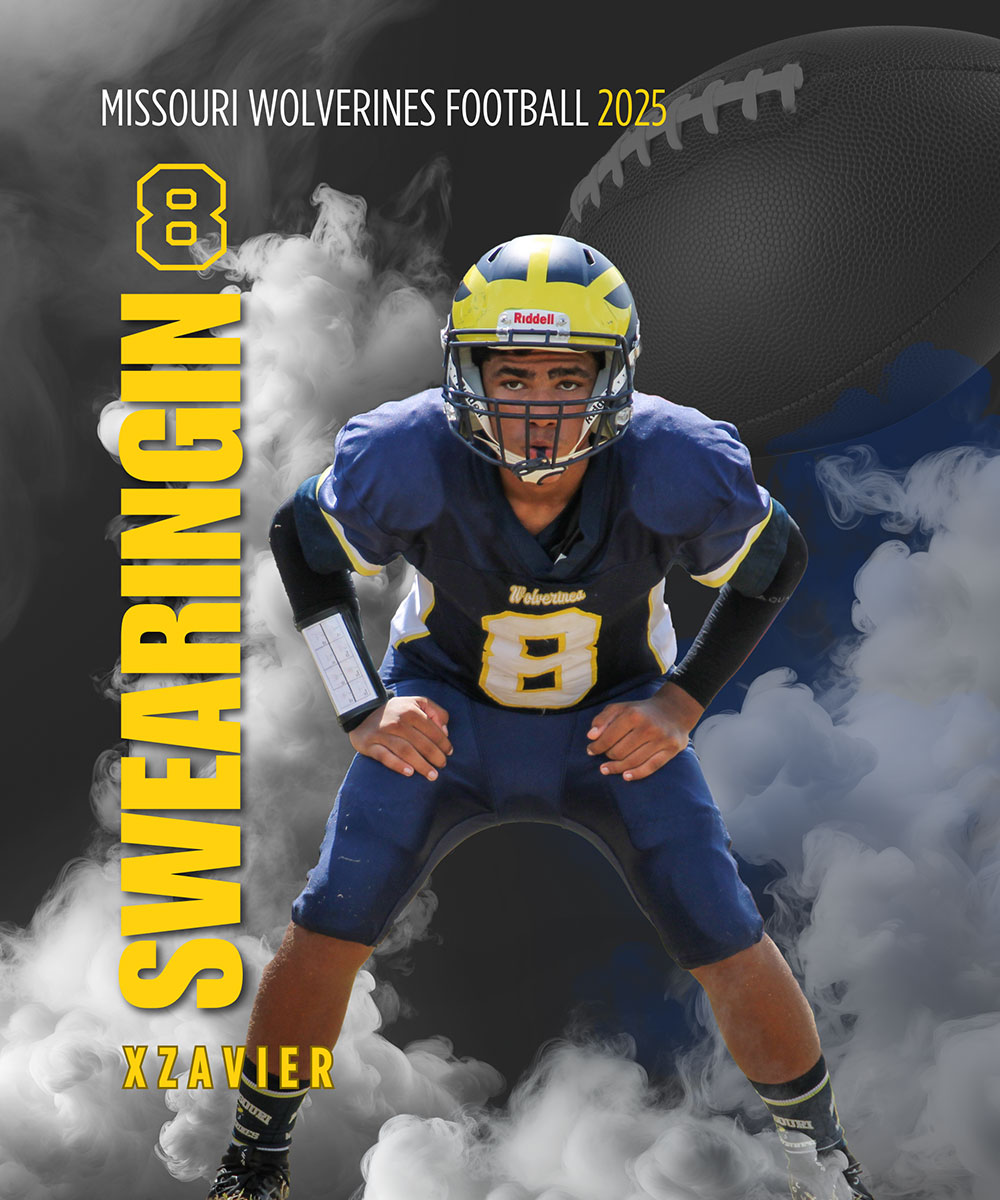 Class of 2030 of Leavenworth High School Xzavier Swearingin former player for the Missouri Wolverines Youth Football Club in Kansas City Missouri