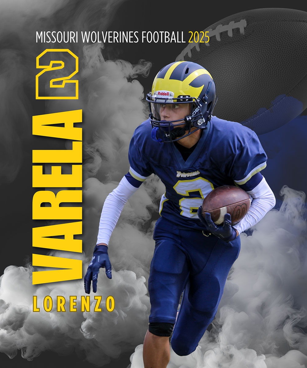 Class of 2030 of Rockhurst High School Lorenzo Varela former player for the Missouri Wolverines Youth Football Club in Kansas City Missouri