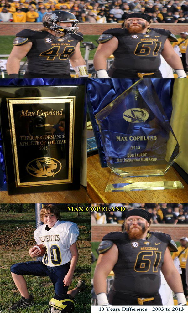 Class of 2009 of University of Missouri Max Copeland former player for the Missouri Wolverines Youth Football Club in Kansas City Missouri
