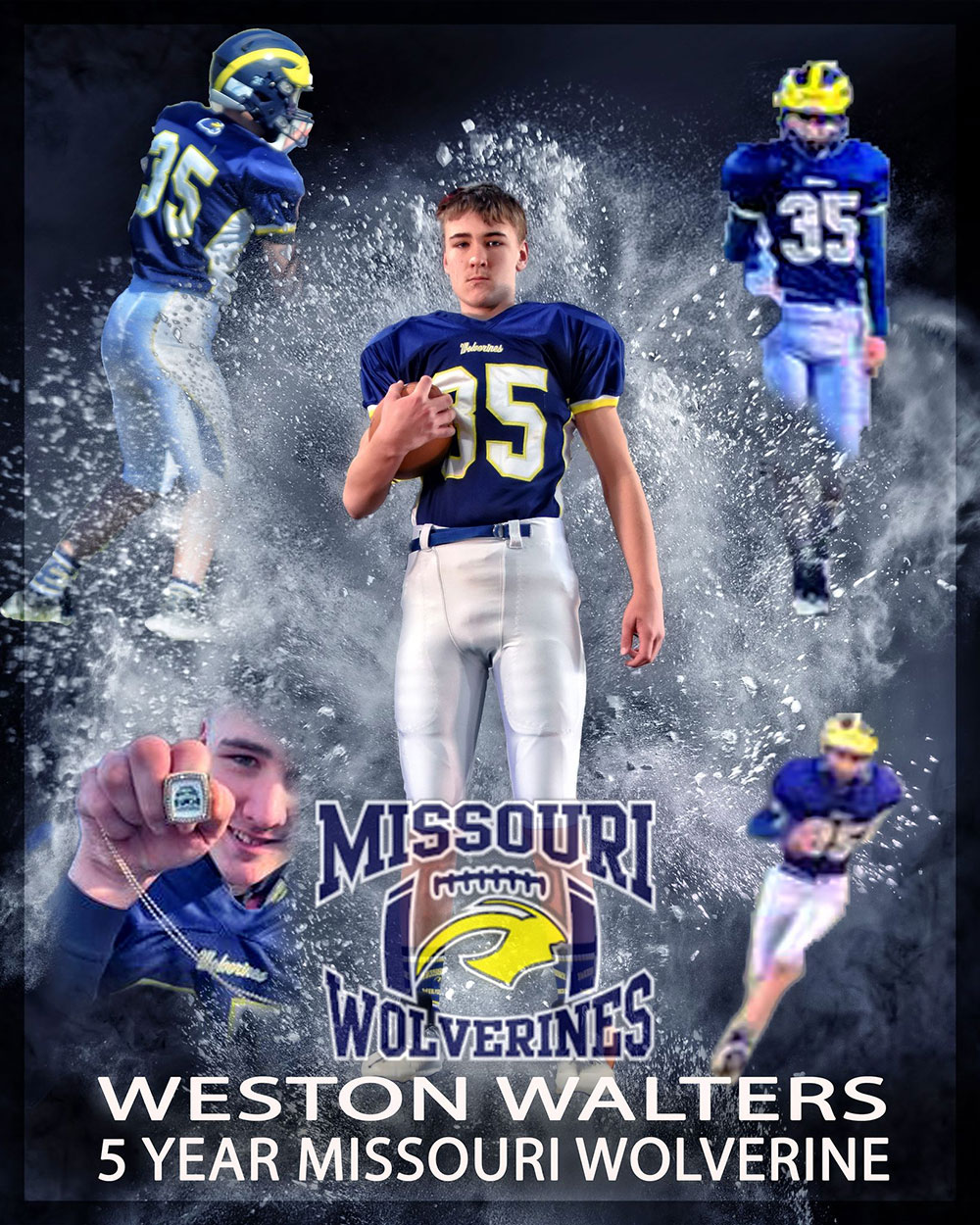  Walters Missouri Wolverines Loyalty Award Winner for participating 5 with the Missouri Wolverines Youth Football Club in Kansas City Missouri