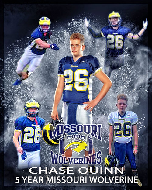  Quinn Missouri Wolverines Loyalty Award Winner for participating 5 with the Missouri Wolverines Youth Football Club in Kansas City Missouri
