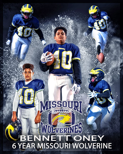  Oney Missouri Wolverines Loyalty Award Winner for participating 6 with the Missouri Wolverines Youth Football Club in Kansas City Missouri