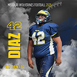 2025 Missouri Wolverines Award Winner #42 Antonio Diaz - 7 Year Alumni for the Missouri Wolverines Youth Football Club in Kansas City Missouri