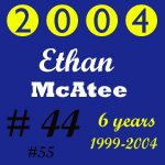 2004 Missouri Wolverines Award Winner #44 Ethan McAtee - 6 Year Alumni for the Missouri Wolverines Youth Football Club in Kansas City Missouri