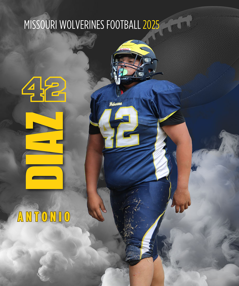  Diaz Missouri Wolverines Loyalty Award Winner for participating 7 with the Missouri Wolverines Youth Football Club in Kansas City Missouri