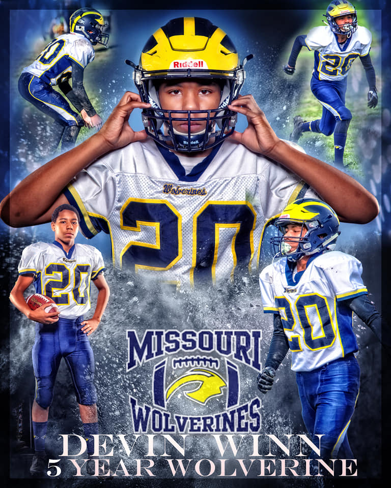  Winn Missouri Wolverines Loyalty Award Winner for participating 5 with the Missouri Wolverines Youth Football Club in Kansas City Missouri