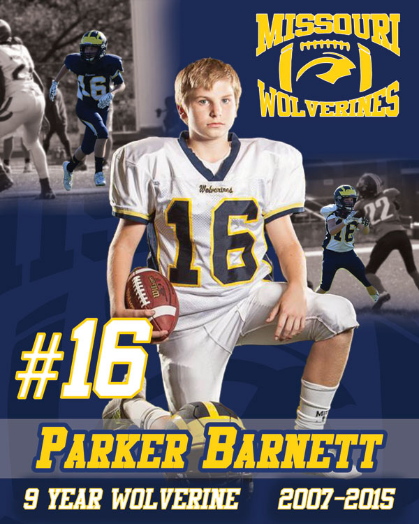  Barnett Missouri Wolverines Loyalty Award Winner for participating 7 with the Missouri Wolverines Youth Football Club in Kansas City Missouri