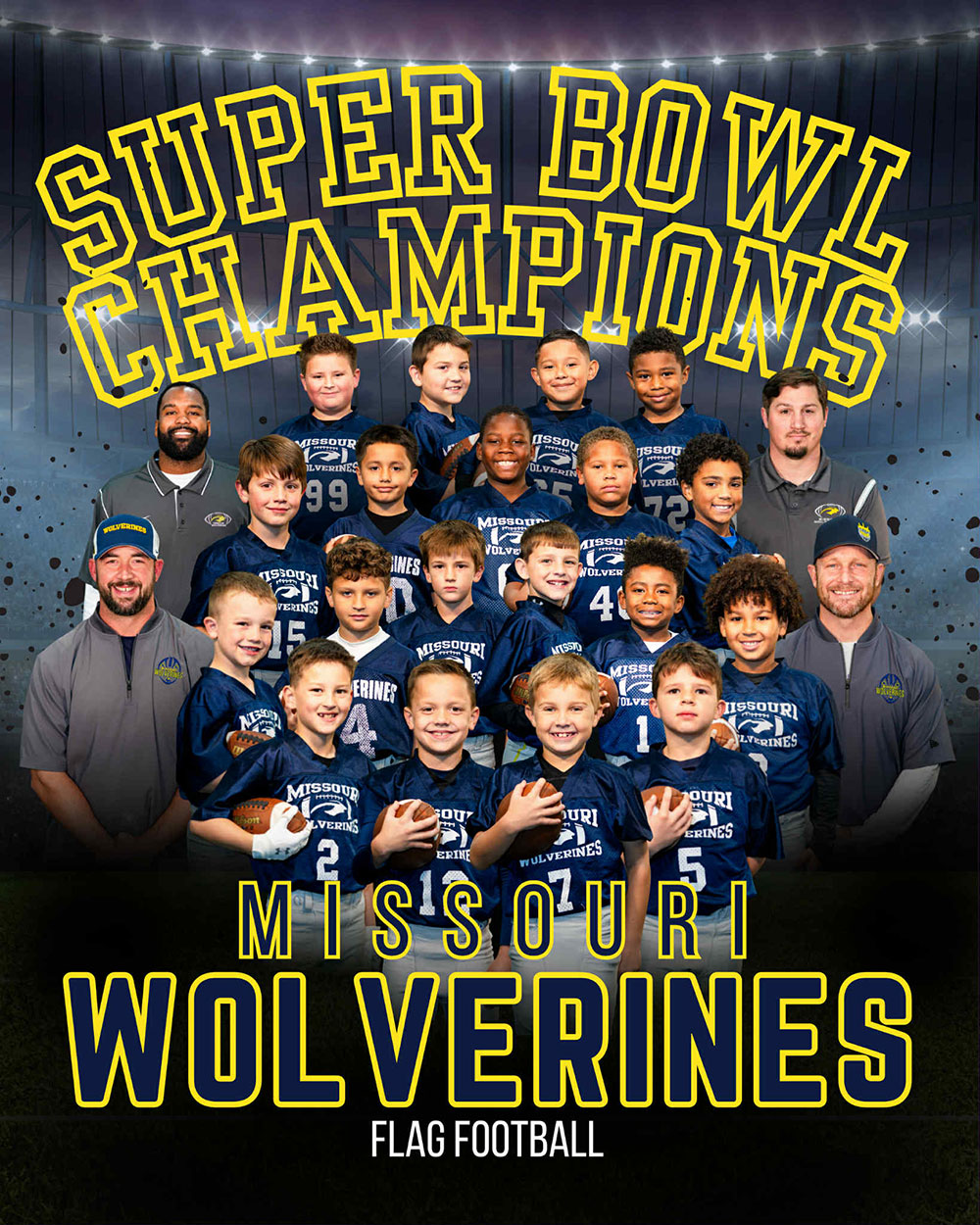 Flag Football (2nd Grade) for the Kansas City Missouri Wolverines Youth Flag Football Club for youth football players kindergarten 1st and 2nd Grades in both Kansas and Missouri