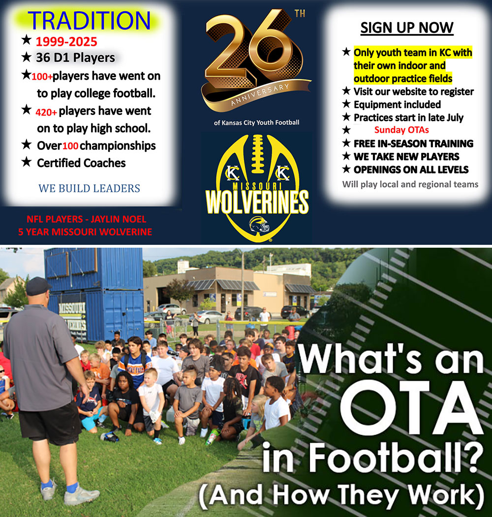 Kansas City Youth Flag and Tackle Youth Football since 1999, the Missouri Wolverines Youth Football Club has produced some of the best youth football players in the Kansas City Missouri Metro Area offering both Flag and Tackle Youth Football for Kindergarten thru 8th Grade Middle School