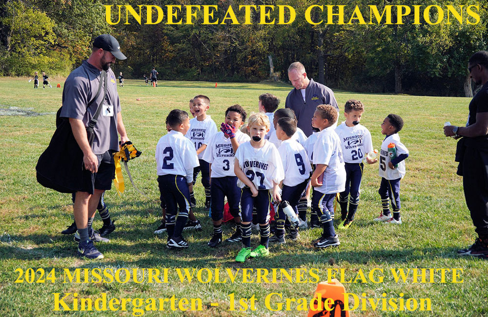 2024 North Suburban Youth Football League Recreational Flag Champions, Missouri Wolverines Flag White Team