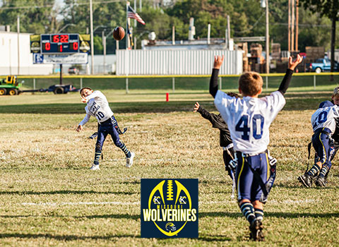 Kansas City Youth Flag Football for Kindergarten and 1st Graders ages 5 thru 7 year olds located in the heart Kansas City Missouri via the Missouri Wolverines Youth Football Club