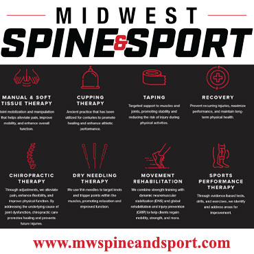 At Midwest Spine and Sport, you will find longer appointment times where we can focus on you and your needs, using advanced techniques as well as tried and true methods to heal your body. We pride ourselves on providing a unique, client-centric approach to how each patient is treated in clinic. Our goal is to help educate every patient to properly use the tools and techniques available to regain their health and get back to doing that they love. Visit us https://www.mwspineandsport.com