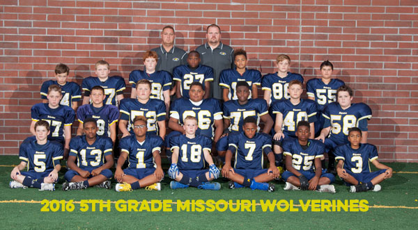 2016 Missouri Wolverines 5th Grade Tackle Team