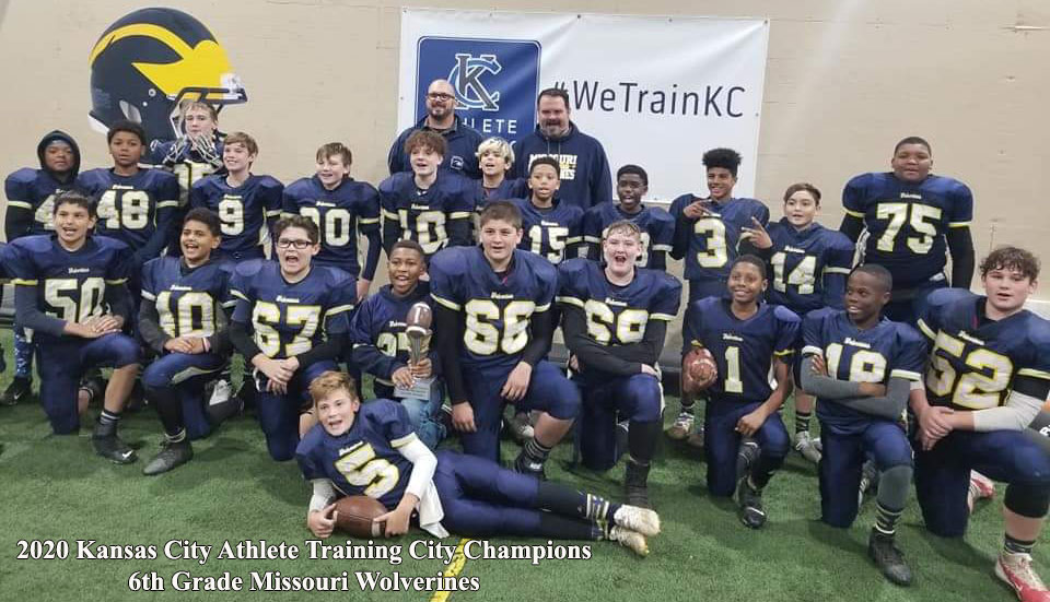 2020 6th Grade Missouri Wolverines Youth Football Team was the Kansas City Athlete Training City Champions
